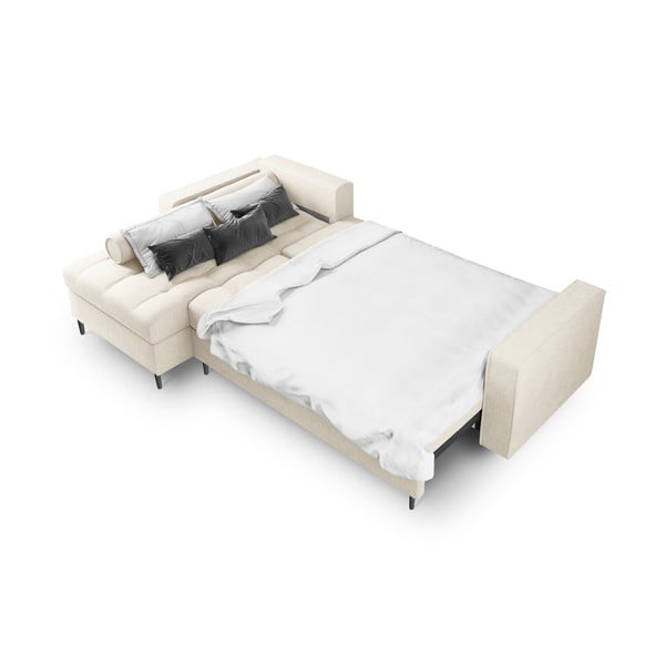 Šviesios smėlio spalvos sofa-lova Milo Casa Santo, kampas kairėje-image-4