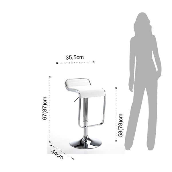 Baro taburetė baltos spalvos/sidabrinės spalvos 67 cm Snappy – Tomasucci-image-4