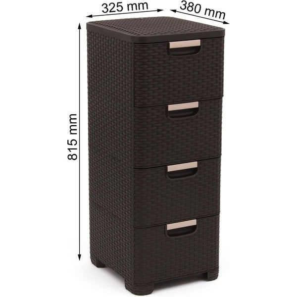 Iš plastiko aukšta vonios daiktadėžė tamsiai rudos spalvos 33x79 cm Rattan – Curver-image-4