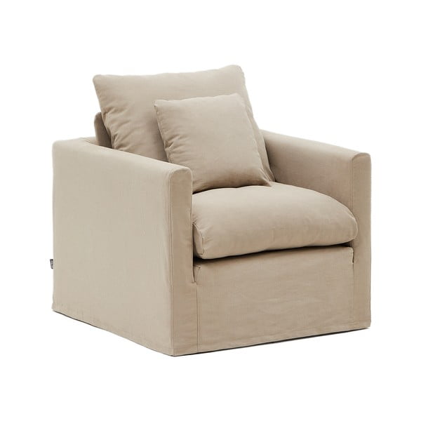 Iš lino krėslas smėlio spalvos Nora – Kave Home