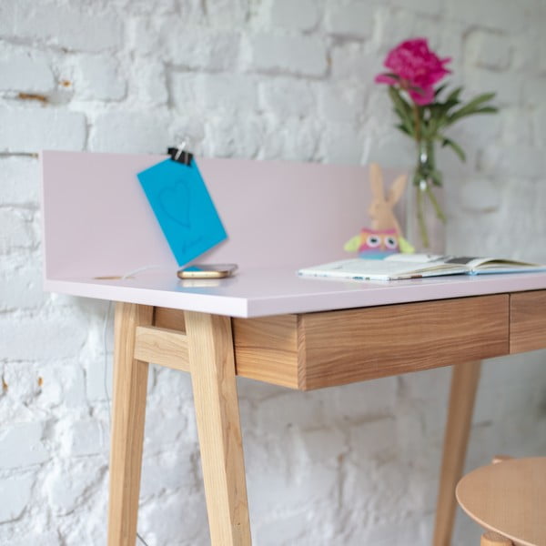 Ragaba Luka pilkos spalvos rašomasis stalas su uosio medžio pagrindu, 85 cm ilgio-image-2