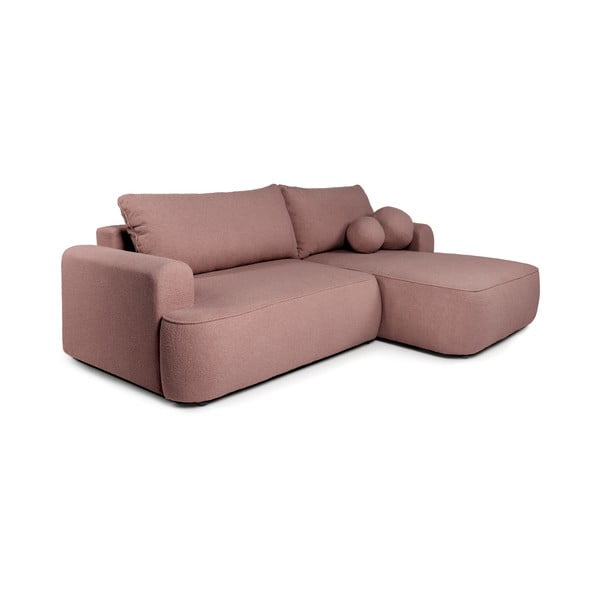 Iš boucle sulankstoma kampinė sofa šviesiai rožinės spalvos (su dešiniuoju kampu) Quinoa – Bonami Selection-image-2