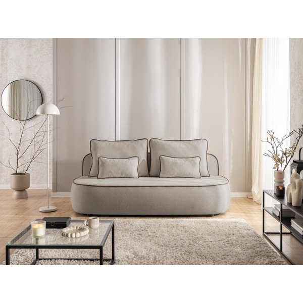 Rudos spalvos/taupe spalvos sulankstoma/su sandėliavimo vieta sofa iš velveto 210 cm Saga – Ropez-image-1