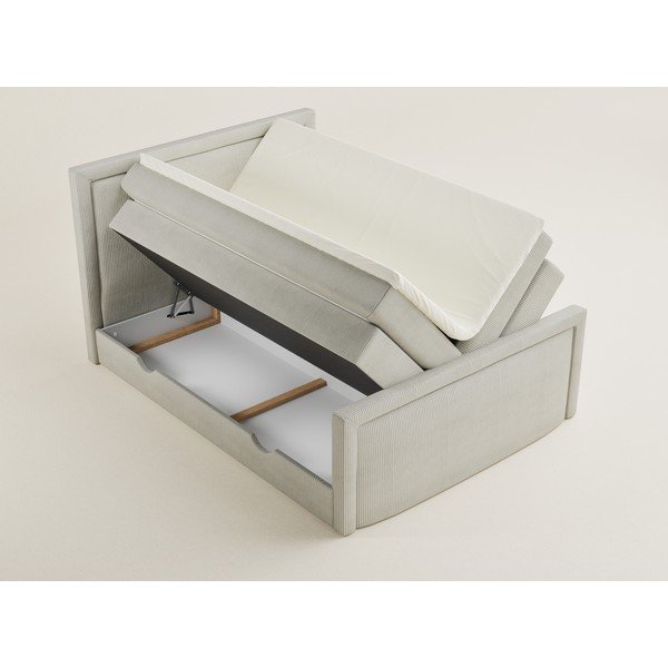 Kreminės spalvos spyruoklinė lova su sandėliavimo vieta 200x200 cm Fresco – Maison de Rêve-image-3