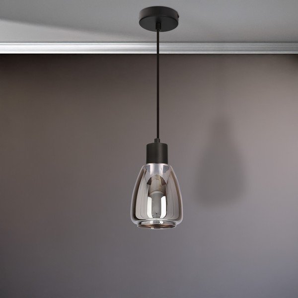 Juodos spalvos kabantis šviestuvas ø 12 cm su stiklo gaubtu Moldo – Candellux Lighting-image-4