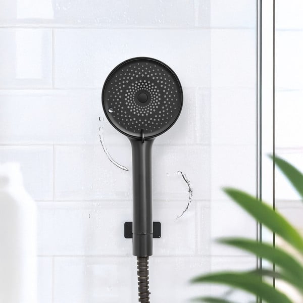 Matinės juodos spalvos iš plastiko dušo galvutė ø 12 cm Softwater – Wenko-image-1