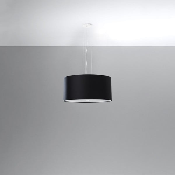 Kabantis šviestuvas juodos spalvos ø 50 cm su tekstiliniu gaubtu Volta – Sollux-image-3