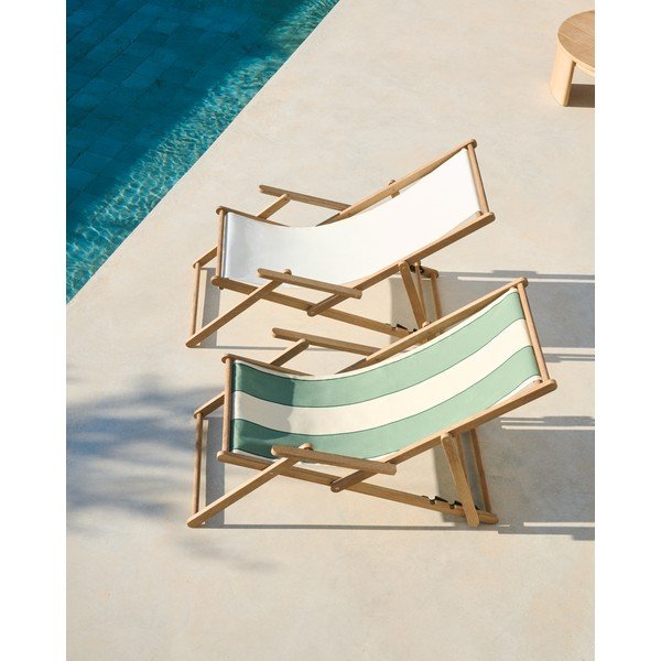 Žalios spalvos medžio masyvo sodo šezlongas Vilara – Kave Home-image-2