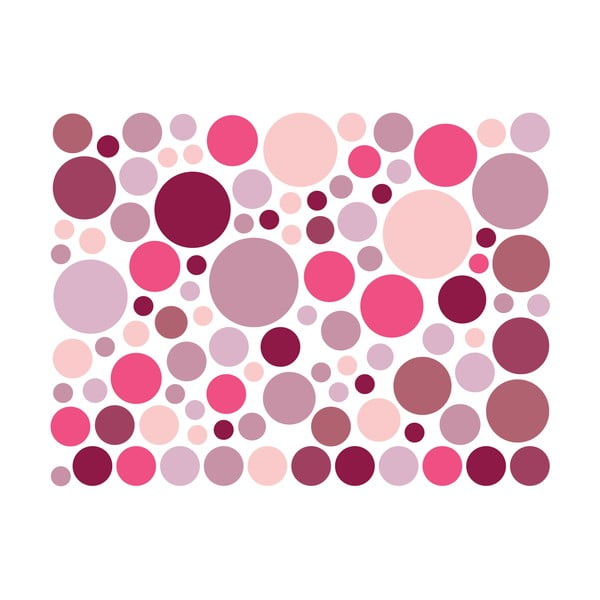 100 rožinės spalvos sienų lipdukų rinkinys Ambiance Round Stickers-image-2
