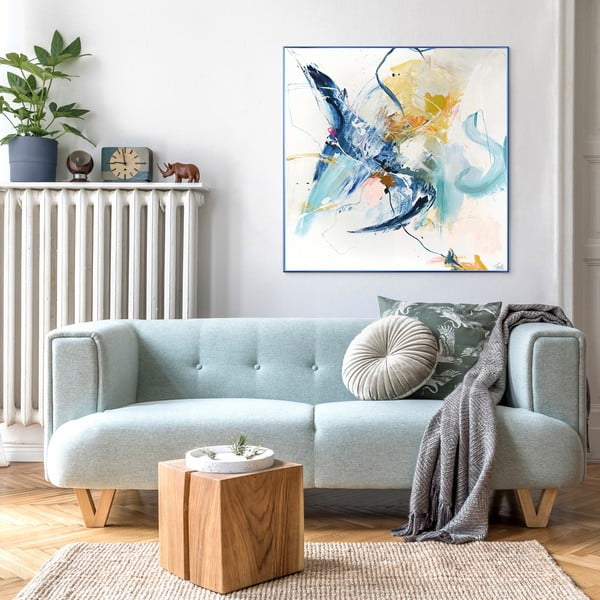 Paveikslas su rankomis dažytais elementais 102x102 cm Confidential Blue – Malerifabrikken-image-1