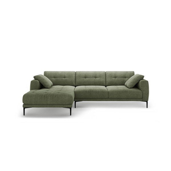 Žalios spalvos kampinė sofa (su kairiuoju kampu/su gultu) Bemy – Micadoni 