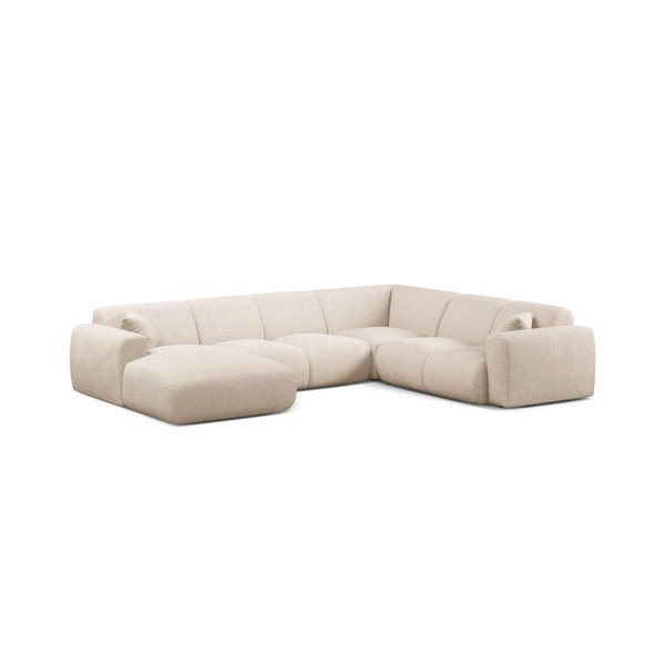 Smėlio spalvos kampinė sofa iš boucle („U“ formos) Molino – Micadoni 