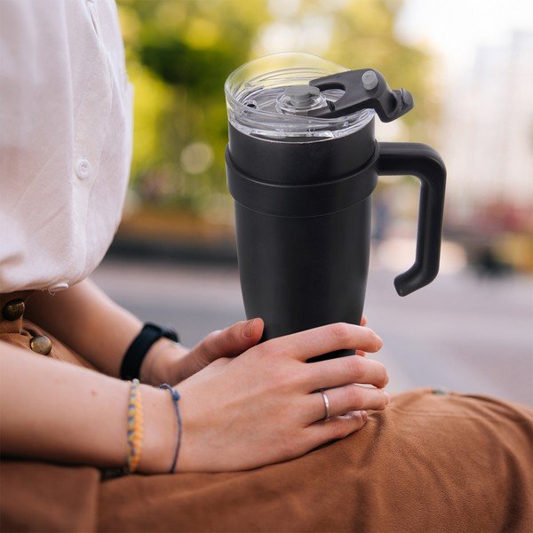 Juodos spalvos termo puodelis su šiaudeliu  1,2 l Termo – Orion-image-1