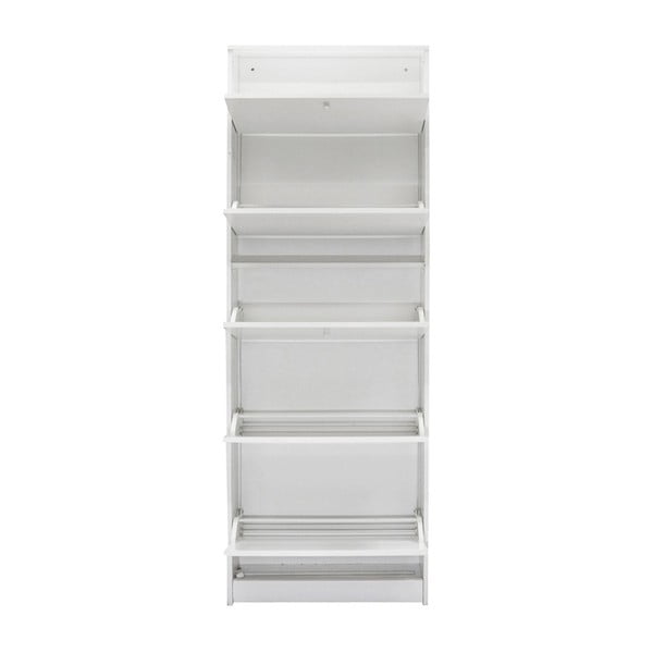 Balta medinė batų lentyna su 5 lentynomis "Evergreen House Issa-image-4