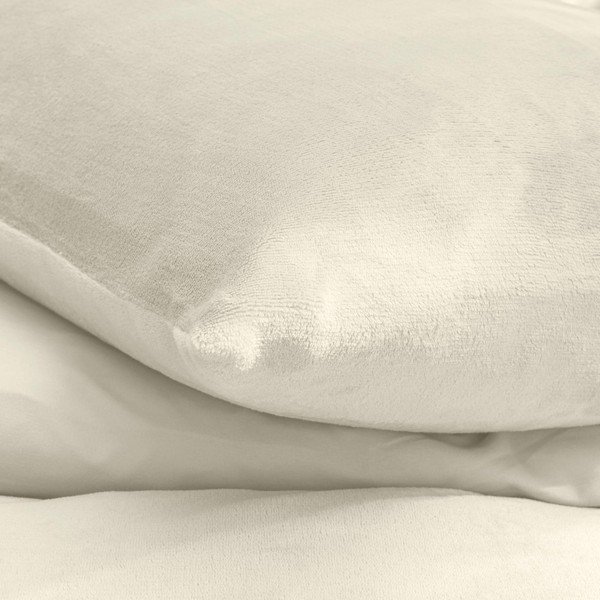 Kreminės spalvos iš mikroflanelės dvigulė/itin ilga patalynė 3 dalių 240x220 cm Flanou – douceur d'intérieur-image-2