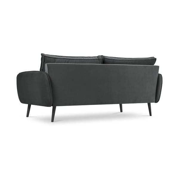 Tamsiai pilka aksominė sofa su juodomis kojomis Kooko Home Lento, 198 cm-image-3