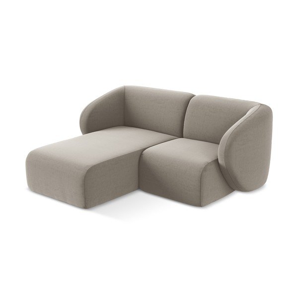 Šviesiai rudos spalvos kampinė sofa iš velveto (su kairiuoju kampu/su gultu) Lani – Makamii-image-2