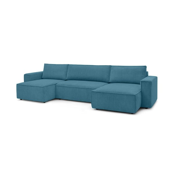 Iš kordinio velveto sulankstoma kampinė sofa turkio spalvos Nihad – Bobochic Paris-image-3