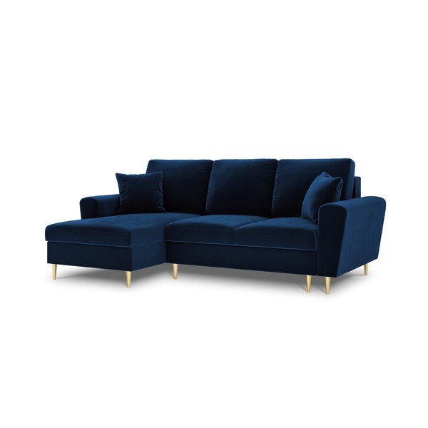Mėlynos spalvos iš velveto sulankstoma/su sandėliavimo vieta kampinė sofa (su kairiuoju kampu/su gultu) Kyoto – Cosmopolitan Design-image-4