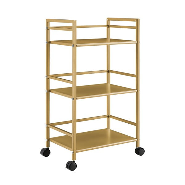 Aukso spalvos metalinis serviravimo stalas ant ratukų 29x43 cm Helix - Novogratz-image-3