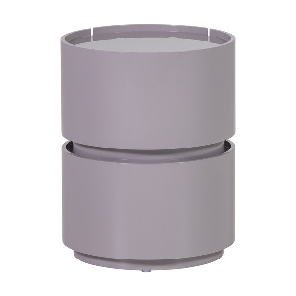 Šviesiai pilkos spalvos blizgus naktinis staliukas Lunex – WOOOD