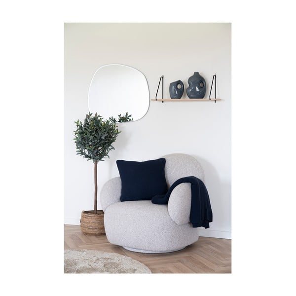 Tamsiai mėlynos spalvos iš perdirbtos medvilnės antklodė ir pledas 130x170 cm Santos – House Nordic-image-1