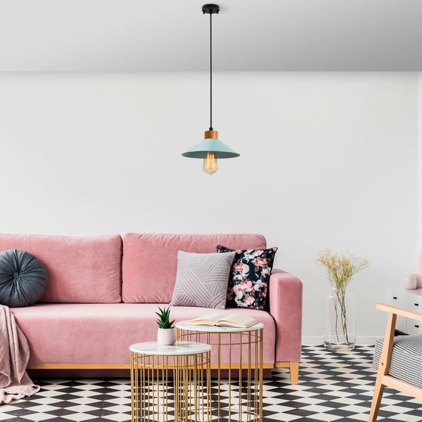 Turkio spalvos/natūralios spalvos kabantis šviestuvas ø 24 cm su metaliniu gaubtu Manavgat – Opviq lights-image-3