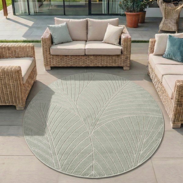 Žalios spalvos apvalios formos lauko ir vidaus kilimas ø 160 cm Nova 1203 – Ayyildiz Carpets-image-1
