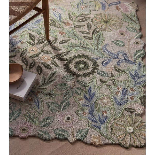 Rankų darbo iš vilnos kilimas žalios spalvos 120x170 cm Bryony Shaped Floral – Flair Rugs-image-4