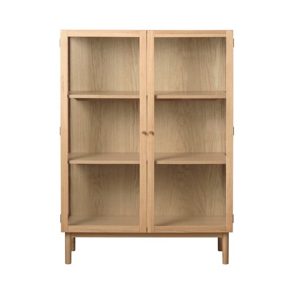 Vitrina iš ąžuolo masyvo natūralios spalvos 140x100 cm Elba – Unique Furniture