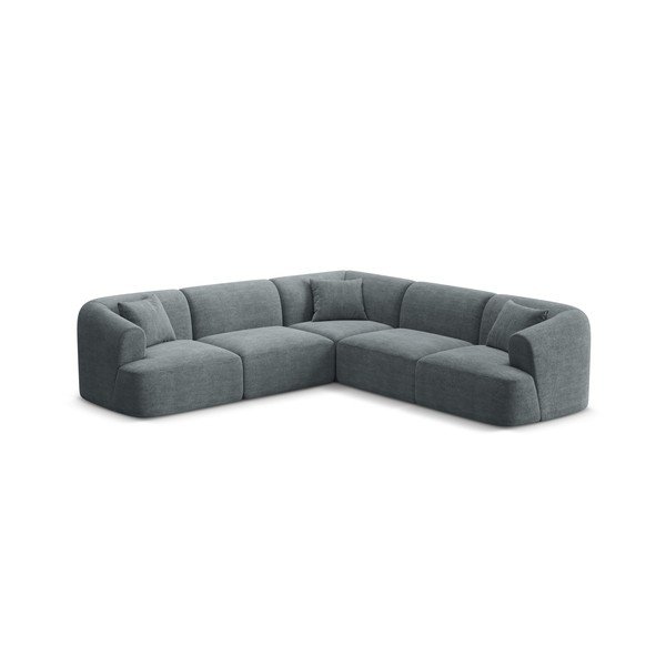 Tamsiai pilkos spalvos kampinė sofa iš kordinio velveto Campi – Cosmopolitan Design-image-1