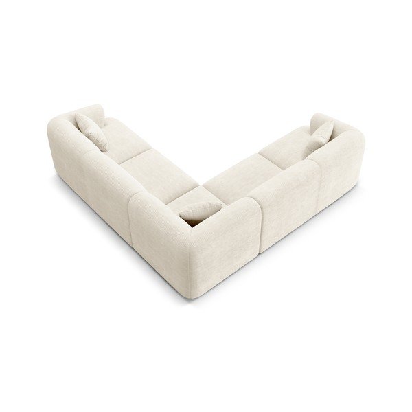 Smėlio spalvos kampinė sofa iš kordinio velveto Campi – Cosmopolitan Design-image-3
