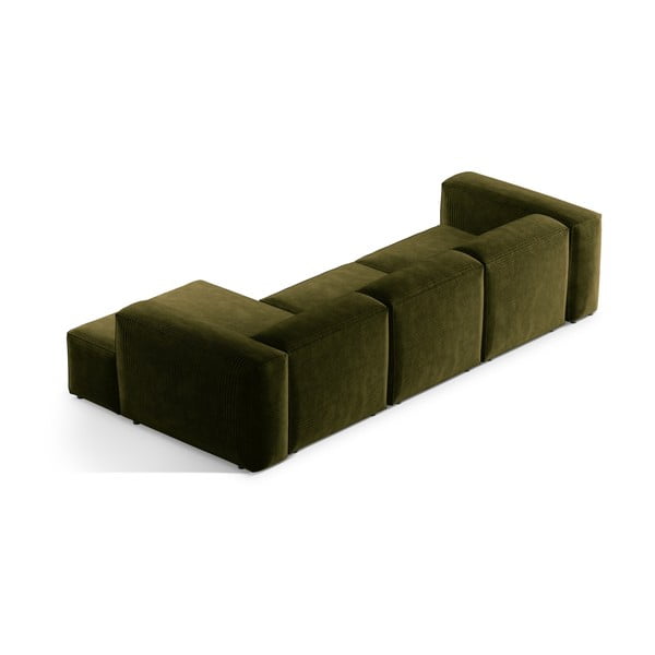 Žalios spalvos iš kordinio velveto kampinė sofa (su dešiniuoju kampu/su gultu) Bergamo – Cosmopolitan Design-image-4