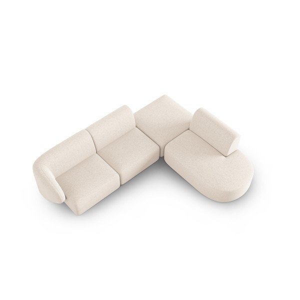 Smėlio spalvos iš šenilinio audinio kampinė sofa (su dešiniuoju kampu/„L“ formos) Paolo – Milo Casa-image-1