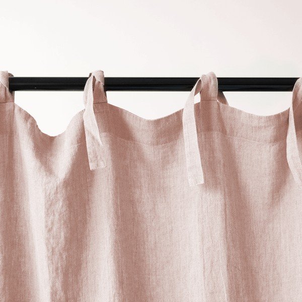 Rožinės lininės užuolaidos su kilpelėmis Linen Tales Night Time, 250 x 140 cm-image-1