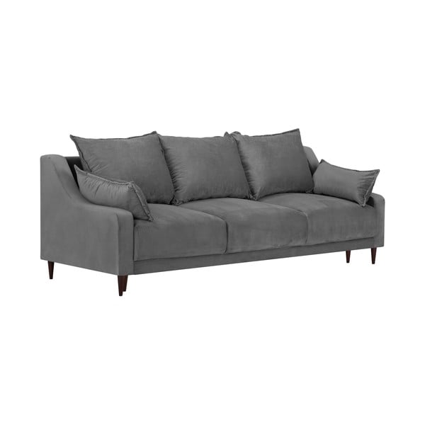 Pilka aksominė sofa-lova su patalynės dėže Mazzini Sofas Freesia, 215 cm-image-2