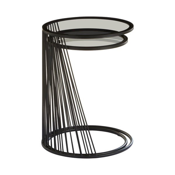 Apvalios formos šoniniai stalai 2 vnt. su stikliniu stalviršiu ø 41 cm Trento – Premier Housewares-image-1