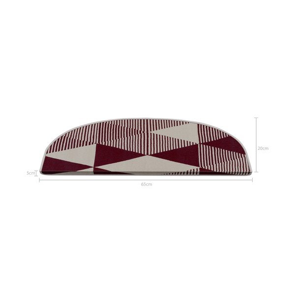 Laiptų kilimėlių rinkiniai bordo spalvos/baltos spalvos 16 vnt. 20x65 cm Triangles – Vitaus-image-4