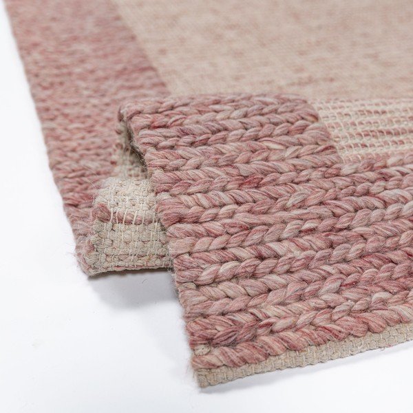 Rankų darbo šviesiai rožinės spalvos iš vilnos mišinio kilimas 160x230 cm Rue – Flair Rugs-image-2
