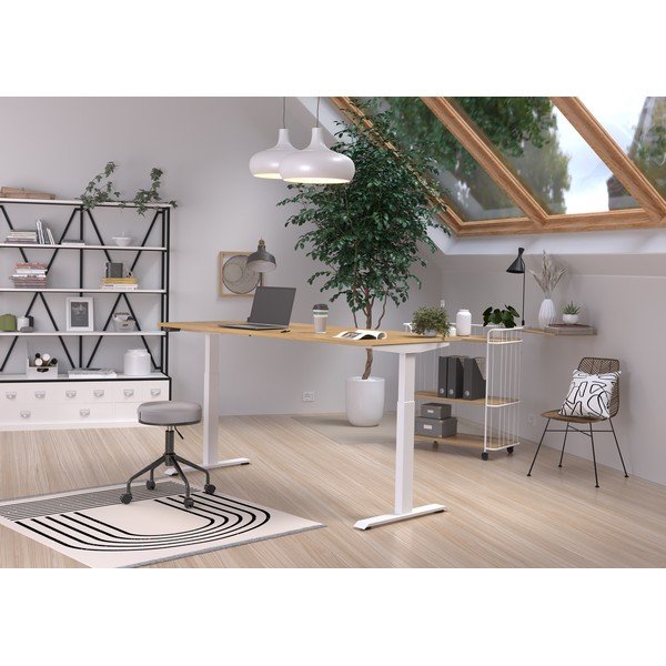 Elektra reguliuojamas aukštis rašomasis stalas su ąžuolo dekoro stalviršiu 80x180 cm Jet – Germania-image-1