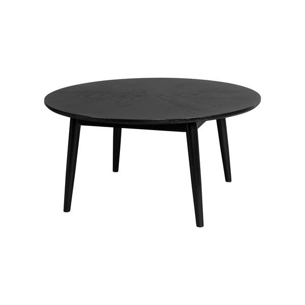 Juodos spalvos apvalios formos kavos staliukas iš ąžuolo ø 80 cm Fabio – White Label