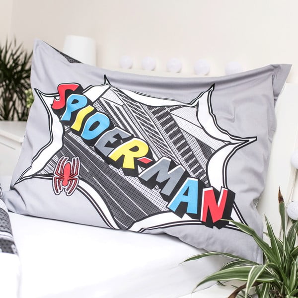 Pilkos spalvos vaikiška medvilninė patalynė Jerry Fabrics Spiderman, 140 x 200 cm-image-3