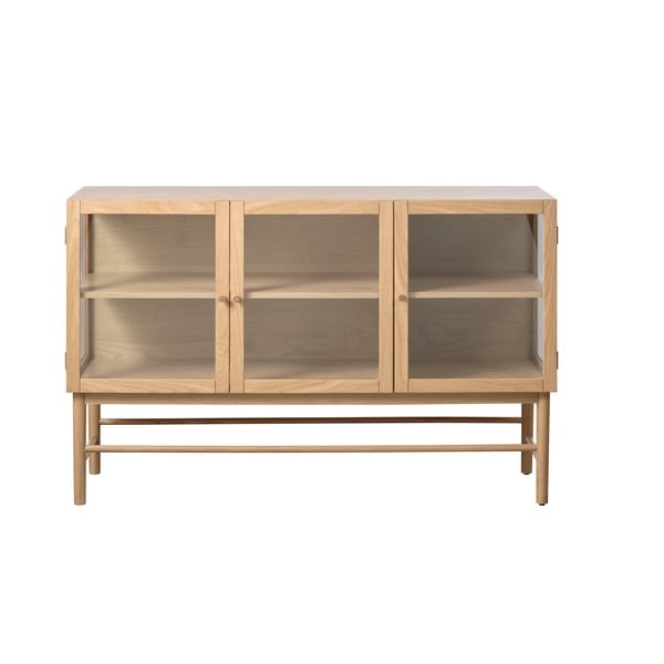 Vitrina iš ąžuolo masyvo natūralios spalvos 88x140 cm Elba – Unique Furniture