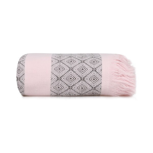 Rausvas/pilkas medvilninis rankšluostis 150x75 cm Twins - Foutastic-image-3