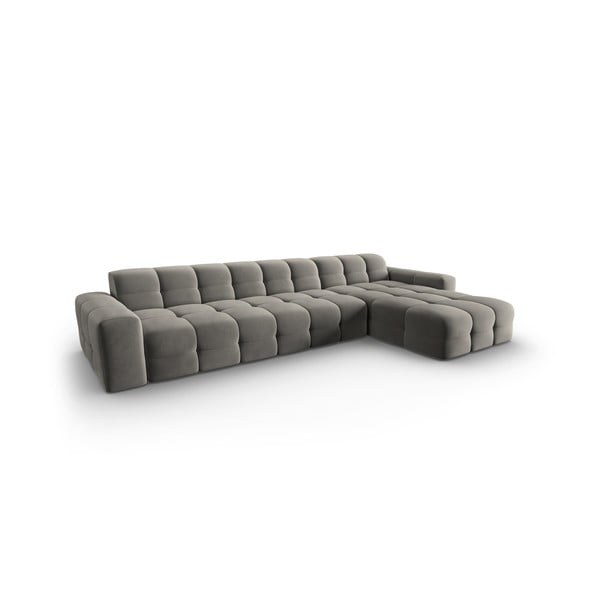 Pilka aksominė kampinė sofa (dešinysis kampas) Kendal - Micadoni Home-image-3
