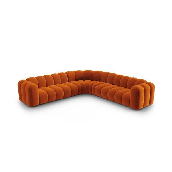 Raudonos plytų spalvos iš velveto modulinė kampinė sofa Lupine – Micadoni 
