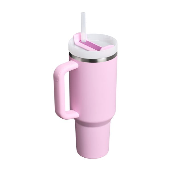 Rožinės spalvos iš nerūdijančio plieno su šiaudeliu termosas 1,18 l Quencher H2.0 FlowState Tumbler Cherry Blossom – Stanley-image-3
