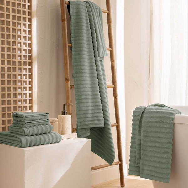 Žalios spalvos iš frote audinio iš medvilnės rankšluostis 50x90 cm Maya – douceur d'intérieur-image-2