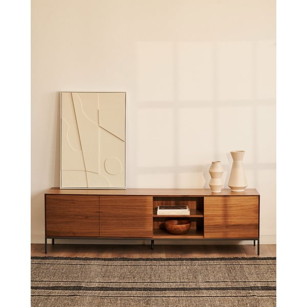 TV spintelė natūralios spalvos iš riešutmedžio 195x55 cm Vedrana – Kave Home-image-3