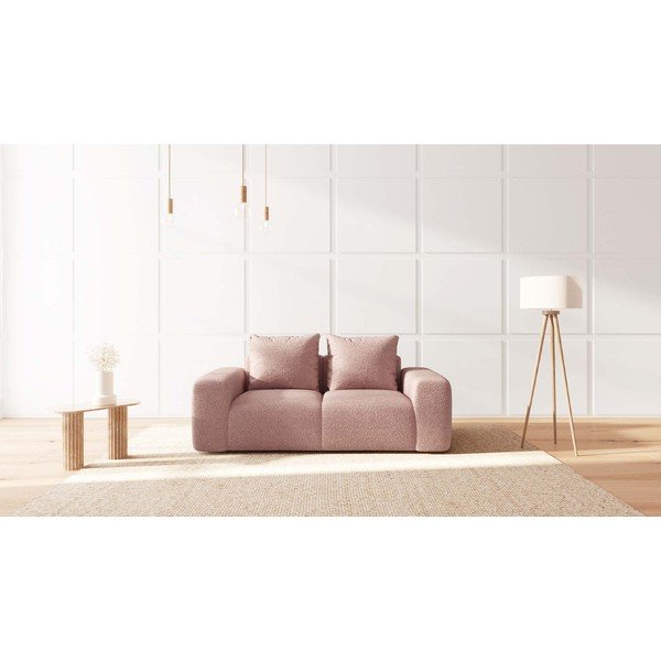 Sofa šviesiai rožinės spalvos iš boucle 212 cm Feiro – MESONICA-image-3